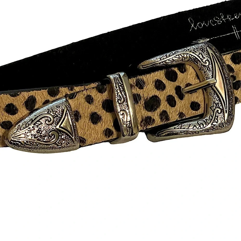 Love Strength Hair on Hide Cheetah Print Double Buckle Set Waist Belt Size Large
